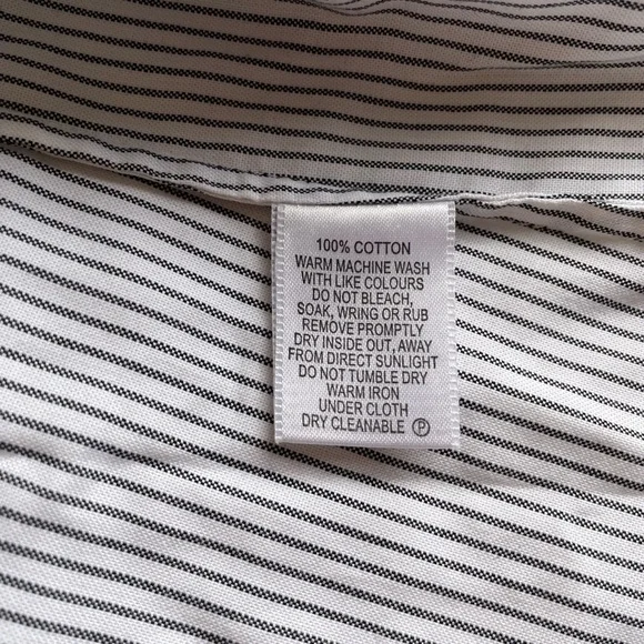 SPORTSCRAFT sz 12 cotton blouse shirt Oxford pinpoint white with navy pin stripe - Picture 7 of 10